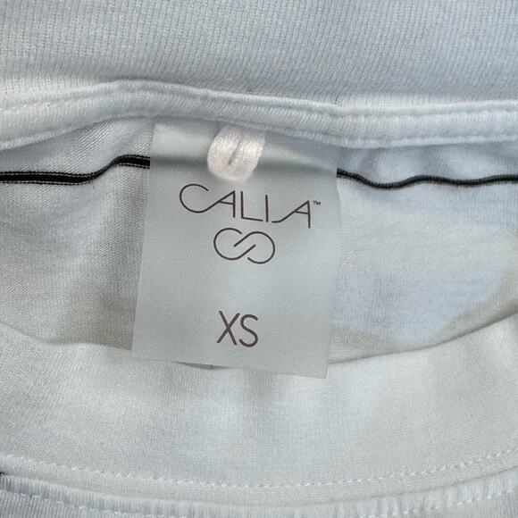 Pair of CALIA Women’s White and White Black Striped Short Sleeve Crew T-Shirts - Picture 2 of 11